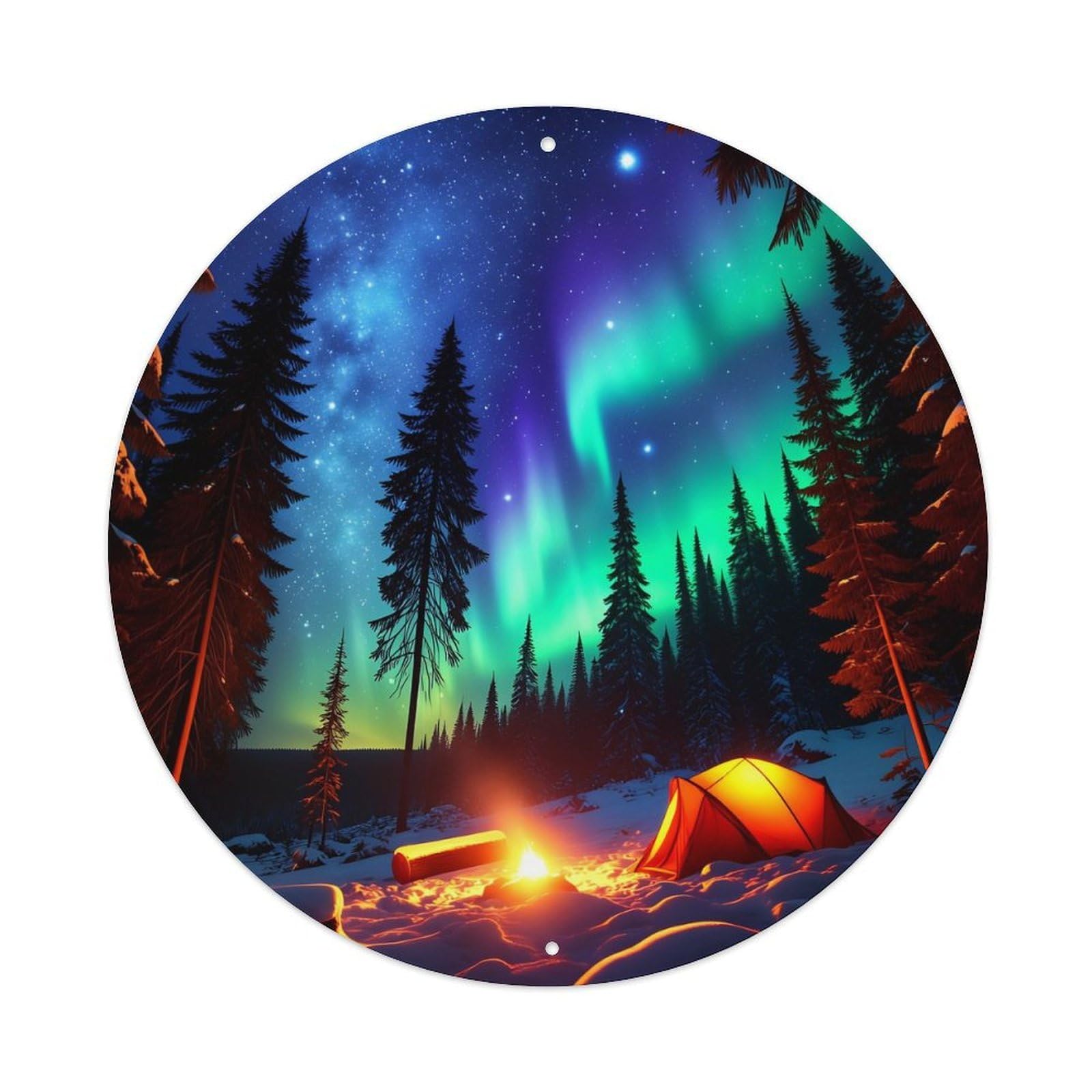 Aurora Camping Night Sky Scene Metal Tin Sign Plaque