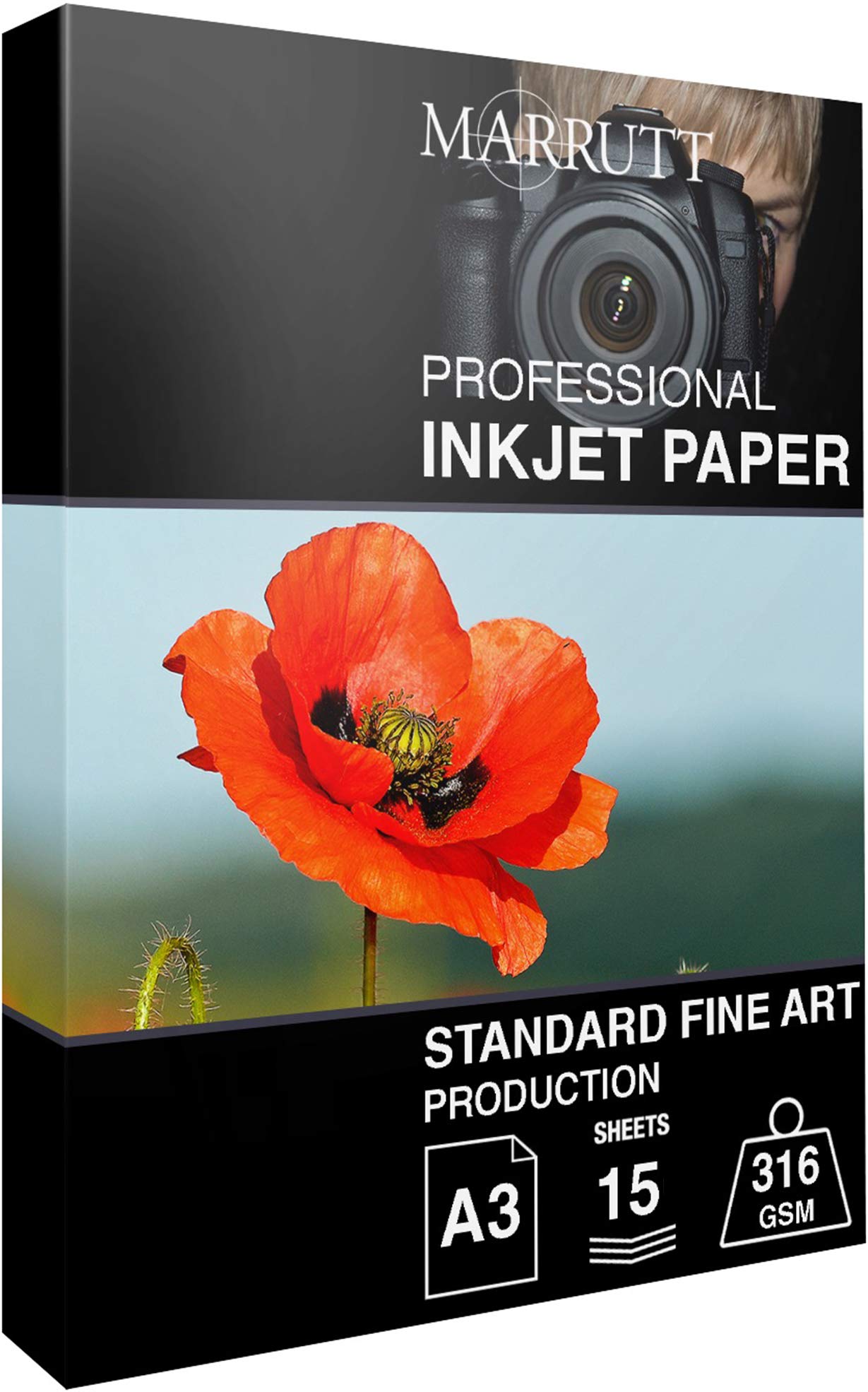 Marrutt 316gsm Standard Fine Art Textured Inkjet Photo Paper (A3-15 Sheets)