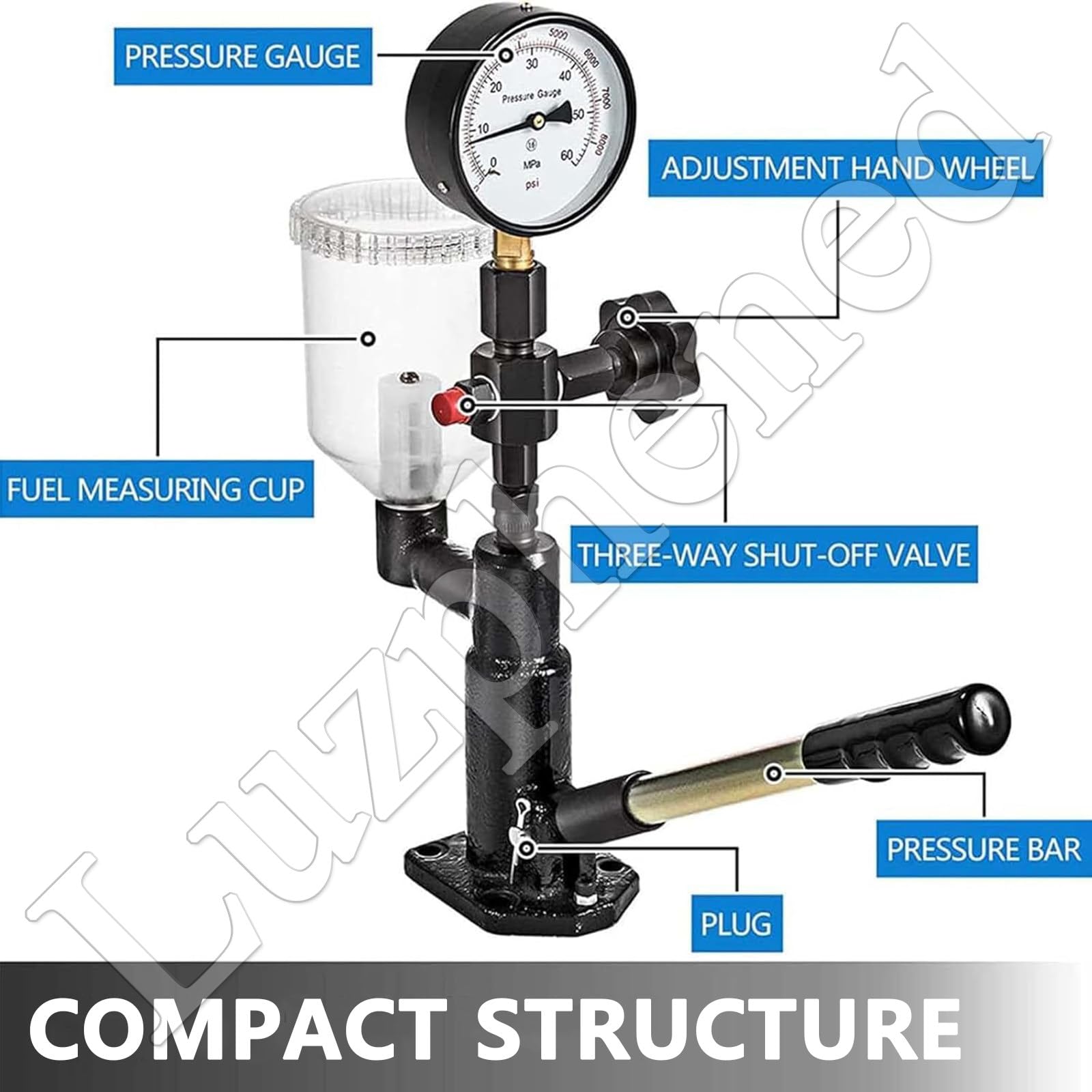 Tester Multifunzione per iniettore Diesel, Tester Iniettore Rampa Comune CR-C, Diesel Iniettore Ugello Tester Iniettore Tester, per Calibrare la Pressione Carburante, per S60h