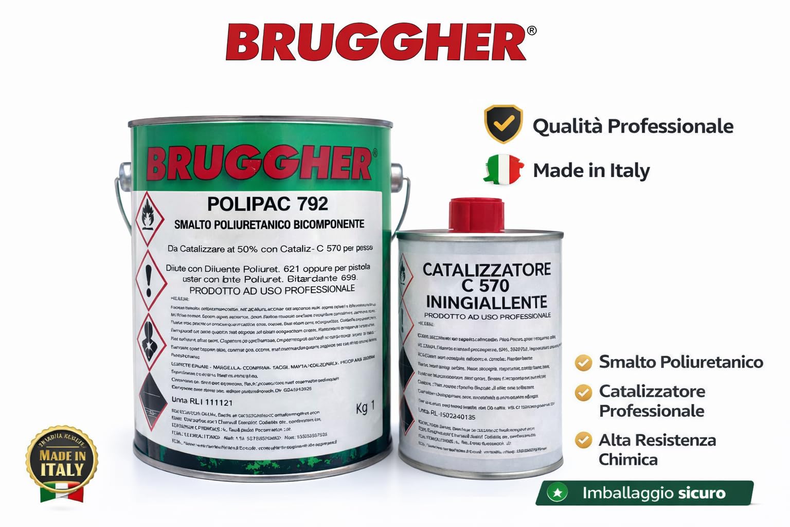 VERNICE POLIURETANICO BICOMPONENTE SMALTO (1KG+0,5 CAT, NERO OPACO)
