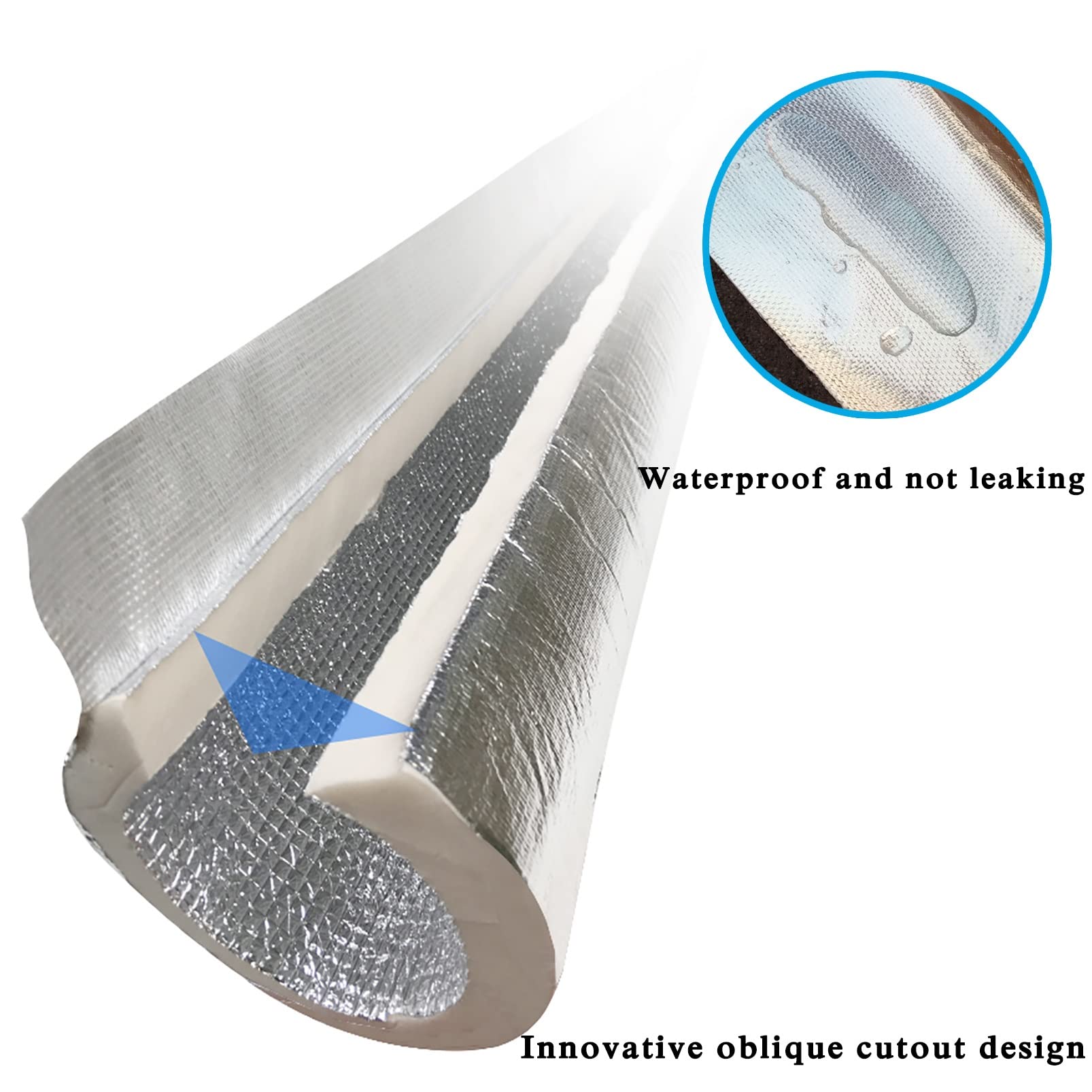 Aislamiento de tuberías,Tubo Espuma Aislante,Capa De Aislamiento De Tuberías for Exteriores,Papel De Aluminio Autoadhesivo con Abertura Lateral 1m Longitud