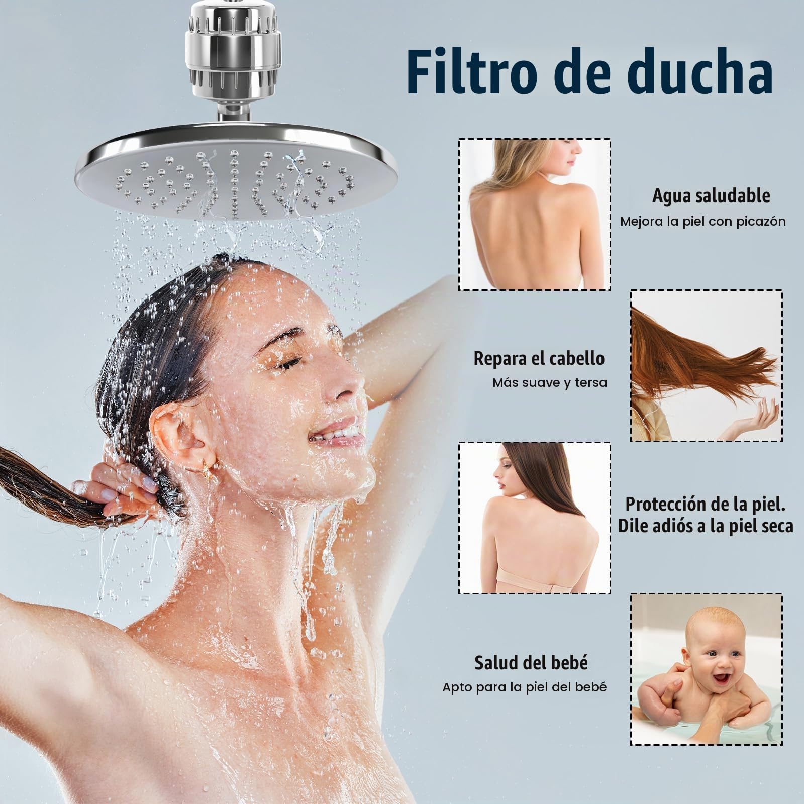 Filtro Ducha 36 Etapas con Vitamina C, Filtro Agua Ducha con 2 Cartuchos para Agua Dura, Filtro Ducha Antical, Elimina Los Metales Pesados y Cloro, Shower Filter, Mejora la Piel