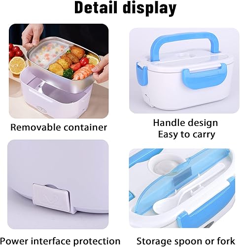 Miniatura 4 de Lonchera eléctrica 2 en 1, calentador de alimentos 12 V, 24 V, 110 V, calentador de alimentos portátil para automóvil y hogar, caja Bento térmica