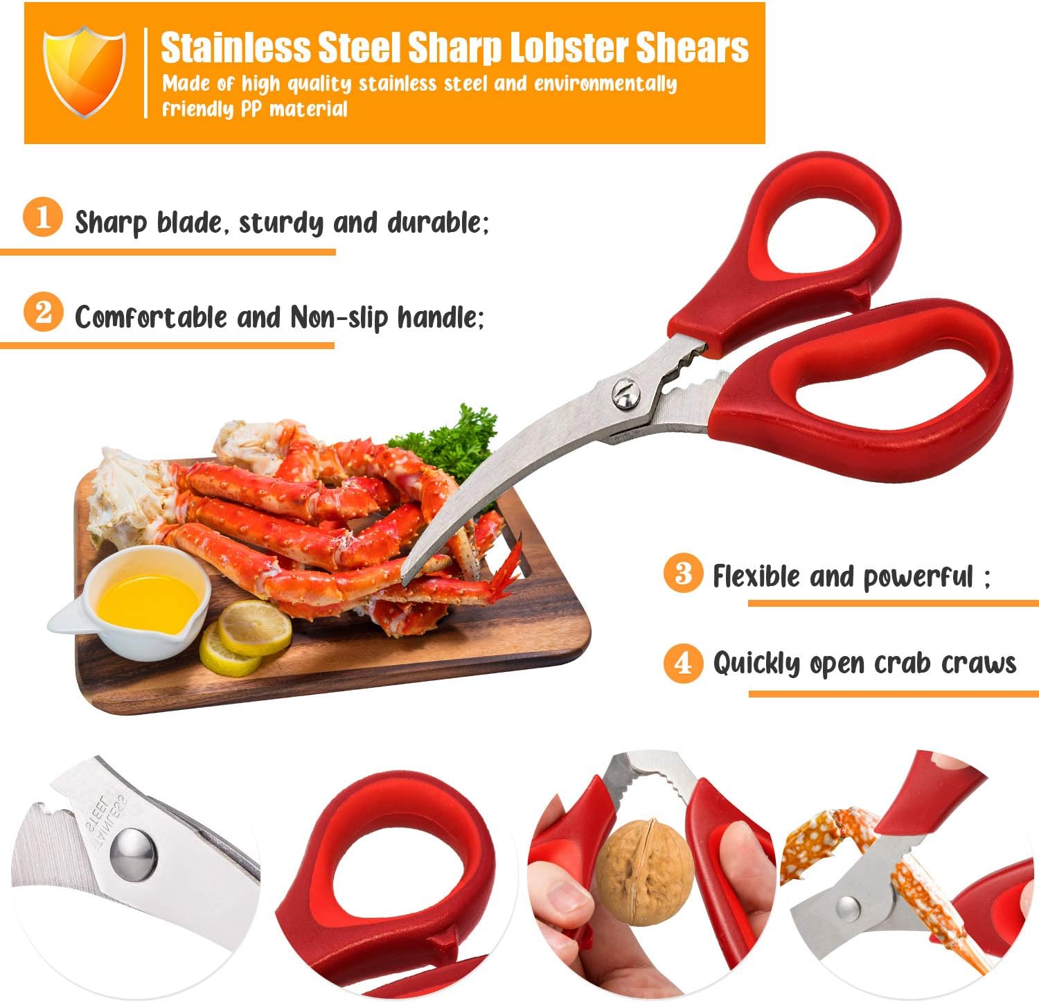 Kitchen Seafood Scissors for Crab Legs, 4 Pack Crab Leg Scissors Lobster Shell Cracker, Lobster Shrimp Crayfish Crawfish Scissors Fish Scissors, Seafood Crab Legs Crackers and Tools: Home & Kitchen