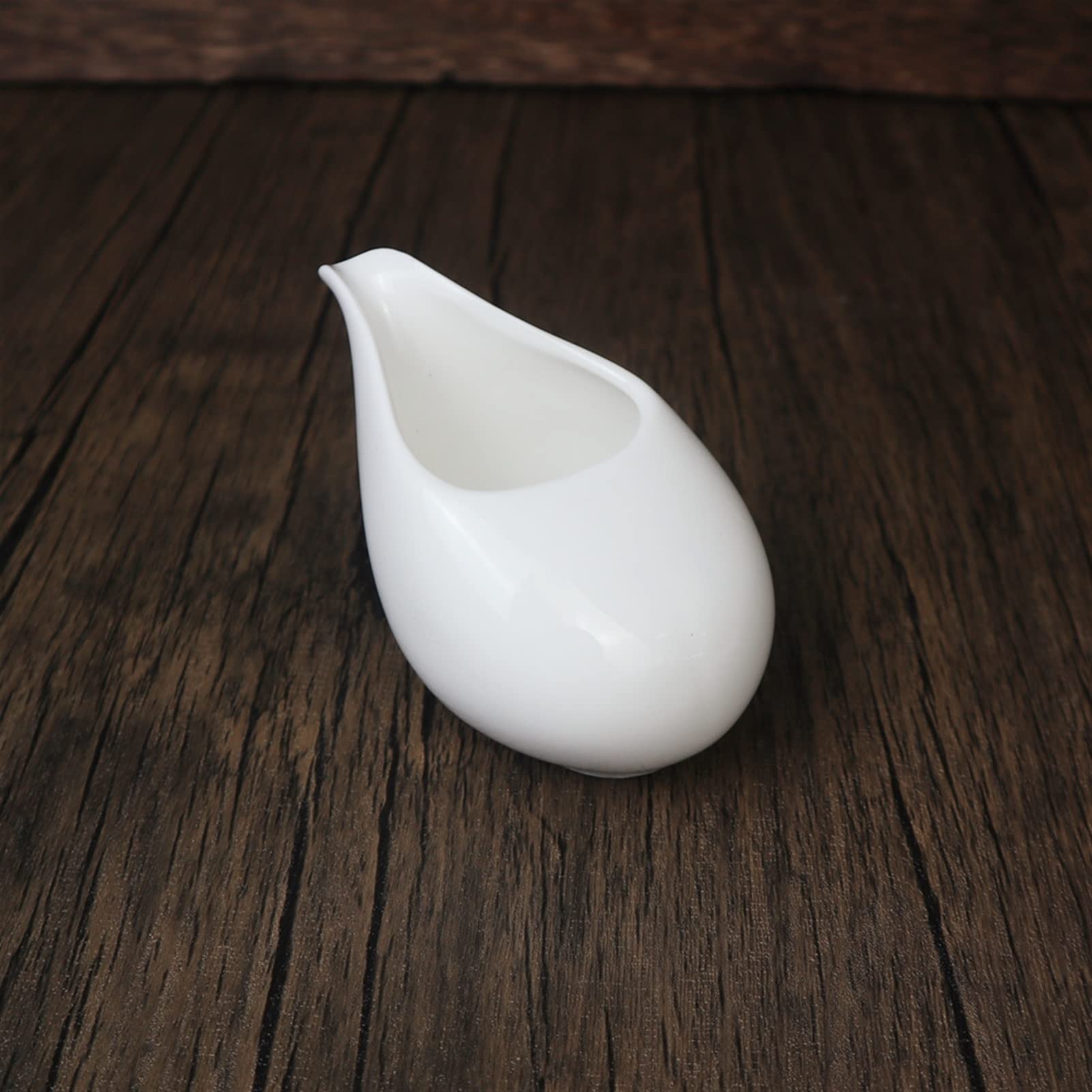 Mini crémier en céramique, Pichet de crème au Lait au café, pichet à crème au Lait de saucière de 3,5 oz pour Le Bouillon de vinaigrettes (Color : White, Size : 3.9" x 2.6")