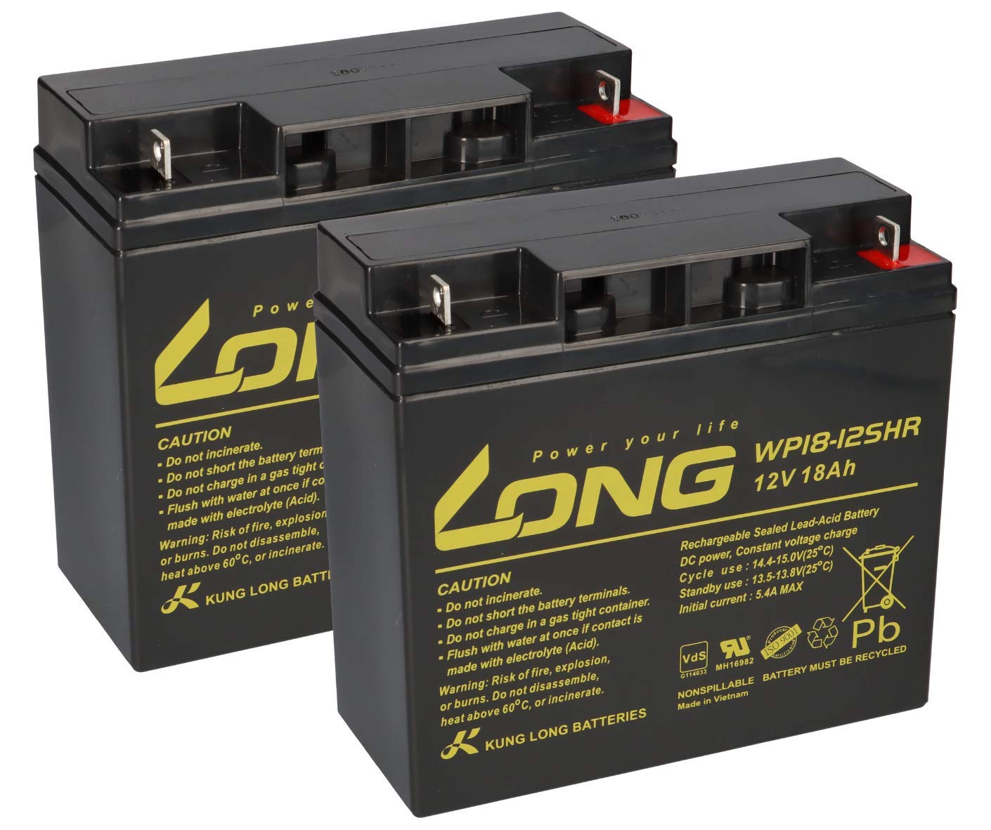 Juego de 2 baterías de 12 V 18 Ah compatibles con UPC APC RBC7 RBC 7, duraderas, sin mantenimiento, fiables