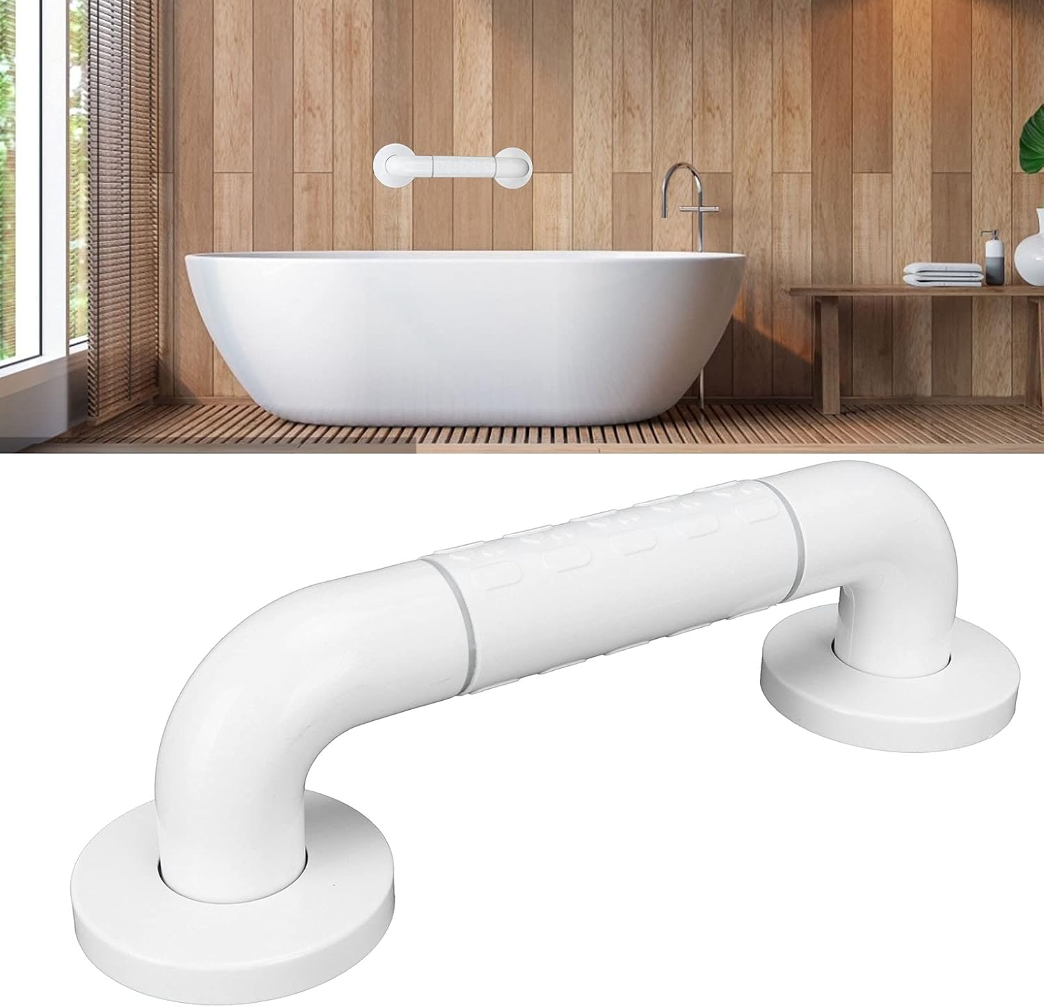 Gavigain Bathroom Grab Bar, Stainless Steel Shower Hand Rail Grab Handles Shower Grab Rail Spa Hot Tub Grab Bar Safety Non Slip Handrail with Fluorescent Rings for Bathtub Showers