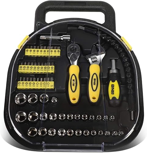 DNA MOTORING Caja de herramientas de reparación de automóviles y hogar de 64 piezas, juego de herramientas de puntas de destornillador, juego de