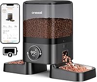 oneisall Cordless WiFi Automatic Cat Feeder for 2 Cats - 100-Day Battery, 5L Large Kibble Dispenser, App Control & Anti-Fight Bowls