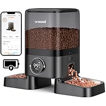 oneisall Cordless WiFi Automatic Cat Feeder for 2 Cats, Rechargeable 100-Day Battery Operated Auto Cat Feeder, 20 Cups/5L Timed Cats Food Dispenser Automatic for Large Kibble, Smart App Control
