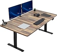 Vista 141 de VIVO DESK-KIT-1B7N-36 - Escritorio eléctrico de pie rústico de 71 x 36 pulgadas, ajuste de altura de memoria, serie 1B, marco negro con parte