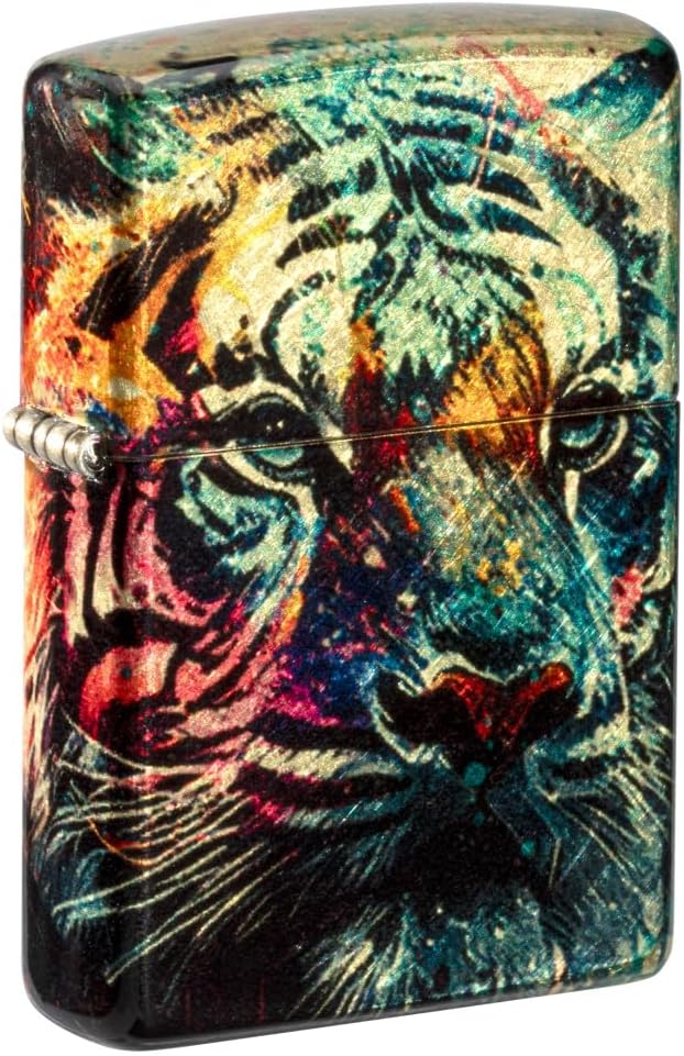 Zippo Painted Tiger Design 540 Tumbled Brass Pocket Lighter