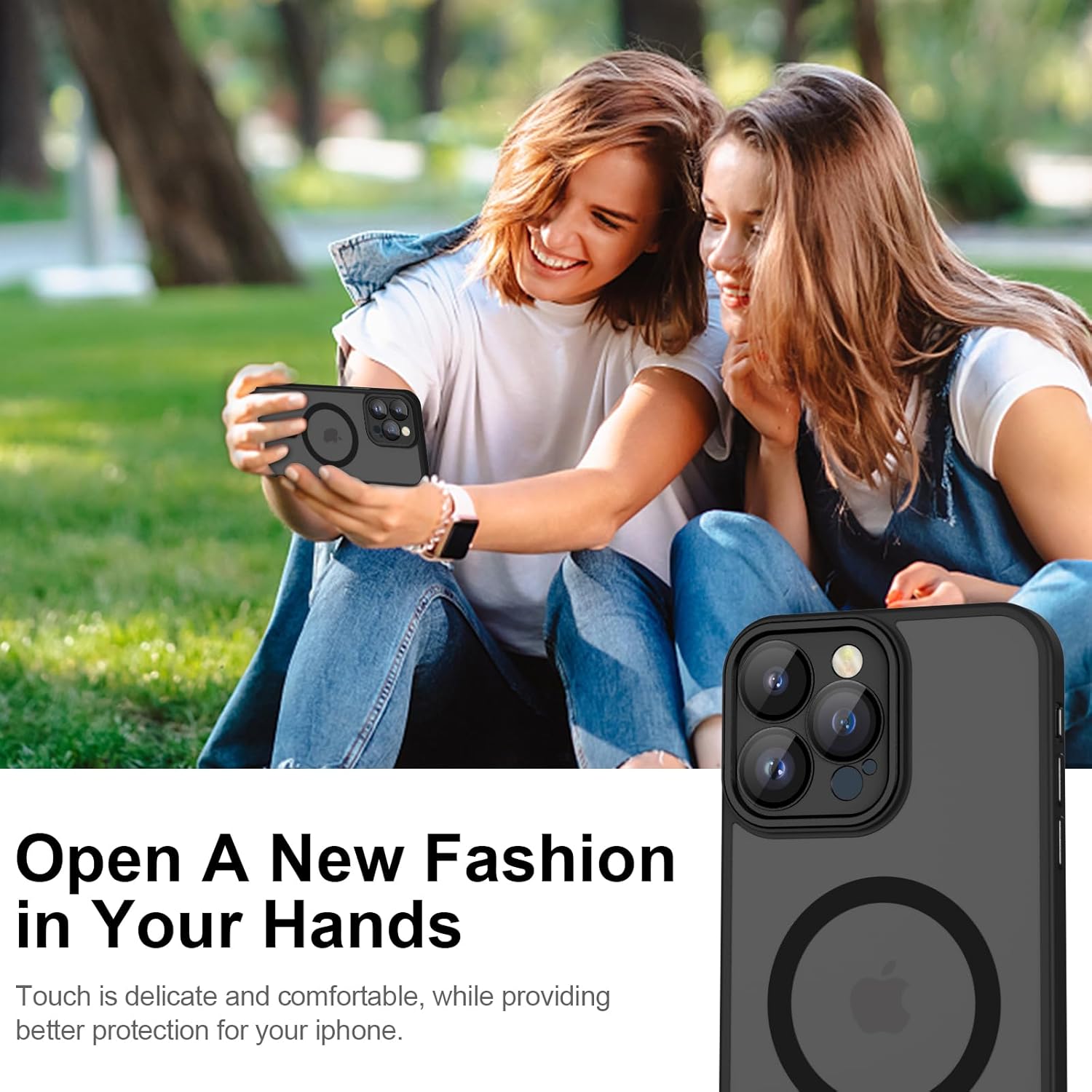 Phone Case for iPhone 12 Pro Max Case Compatible with MagSafe, YUANDMI Case for iPhone 12 Pro Max Magnetic Slim Thin Translucent Matte Back Shockproof Anti-Yellow Protective Cover Case Black - Image 6