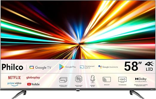 Smart TV 58″ Philco LED 4K Google TV HDR10 P58KGA
