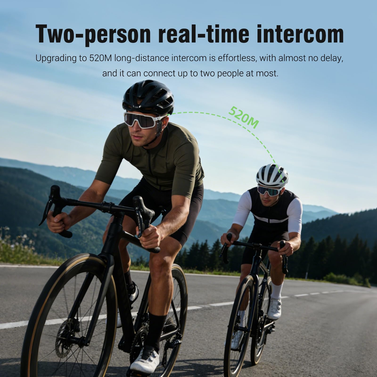 Intercom Vélos à Vélo | Casque Bluetooth Moto 520 Mètres