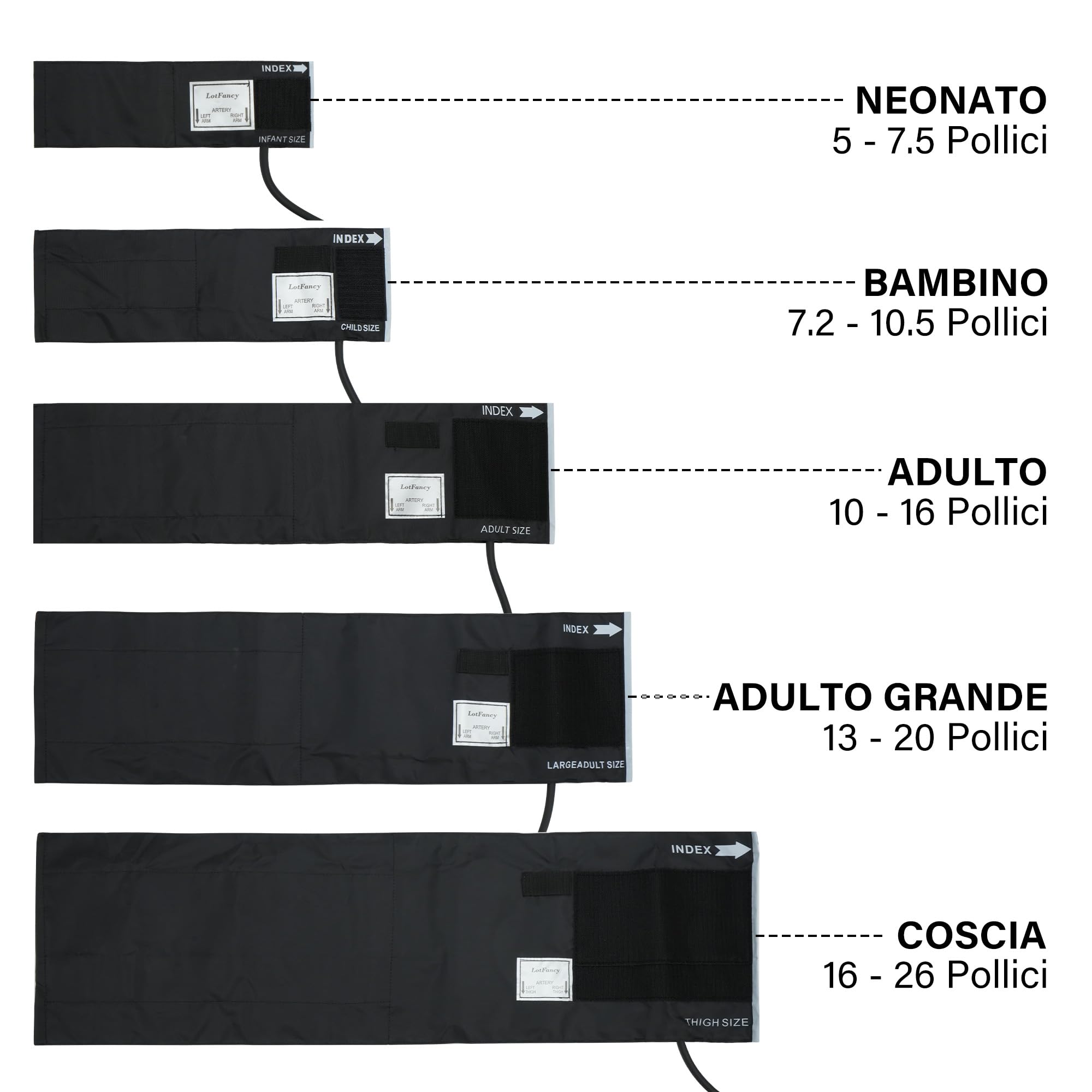 LotFancy Sfigmomanometro Aneroide Professionale 5 in 1 con Stetoscopio e Polsini di 5 Dimensioni, Tensiometro per Monitor Manuale della Misuratore Pressione per Adulti, Bambini con Custodia