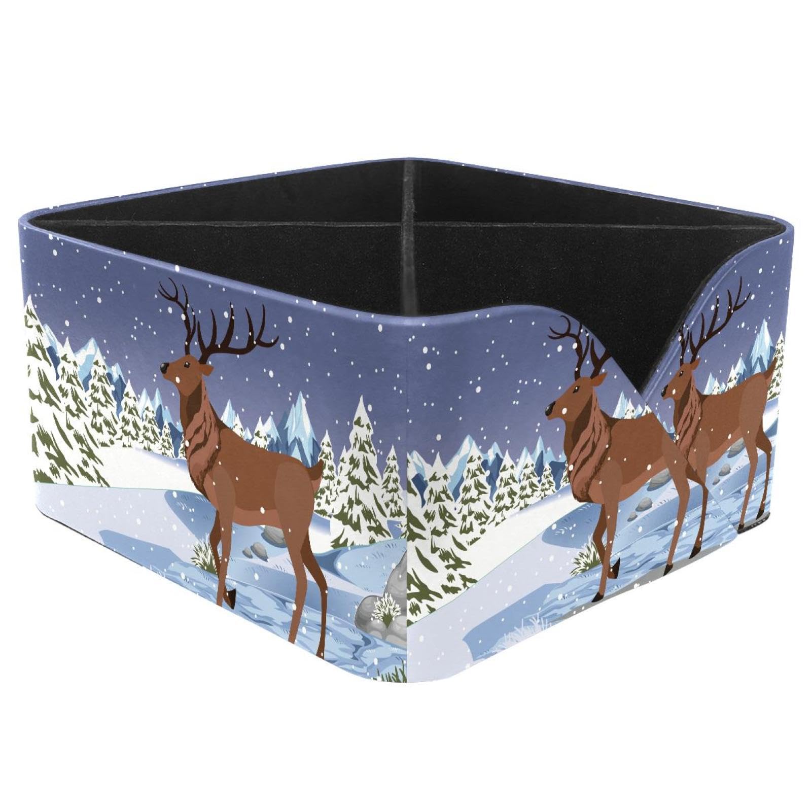 KengjuTesu Snow Caribou Desktop Organizer Pen Holder, Rectangular Pencil Cup for Office, Study and Makeup Stations