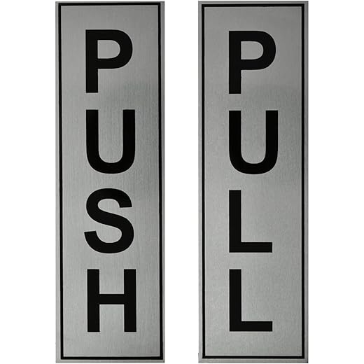 Buzz Cool Silver Metal Push Pull Stickers For Glass And Wood | Self Adhesive Stainless Steel Metal Sticker for Door | Push and Pull Stickers for Hospital Malls Office 1 set (2pcs)