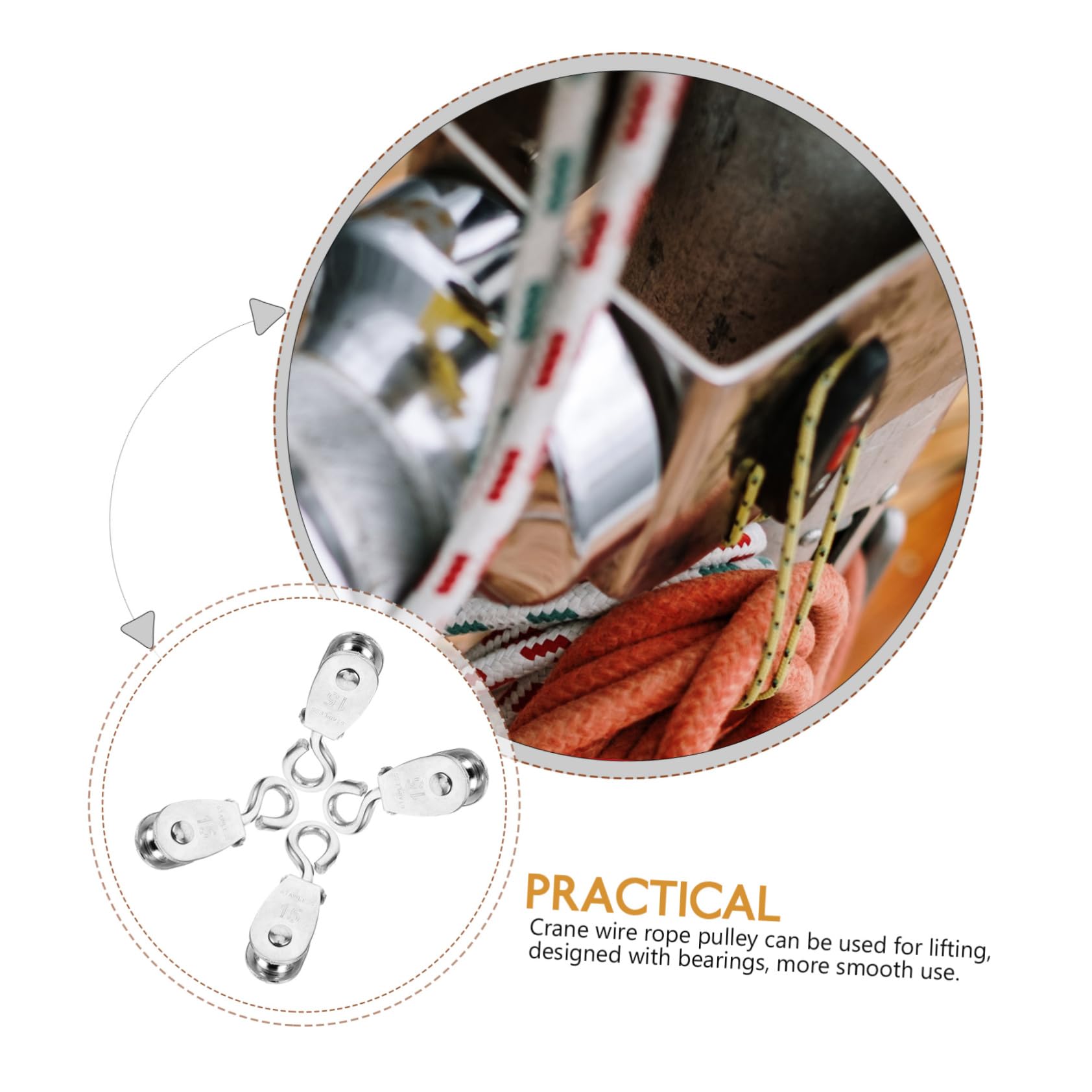 ARTIBETTER DIY Attachment 4pcs Compact Pulley Wheel Rope Pulley Block for Cable Wire Management