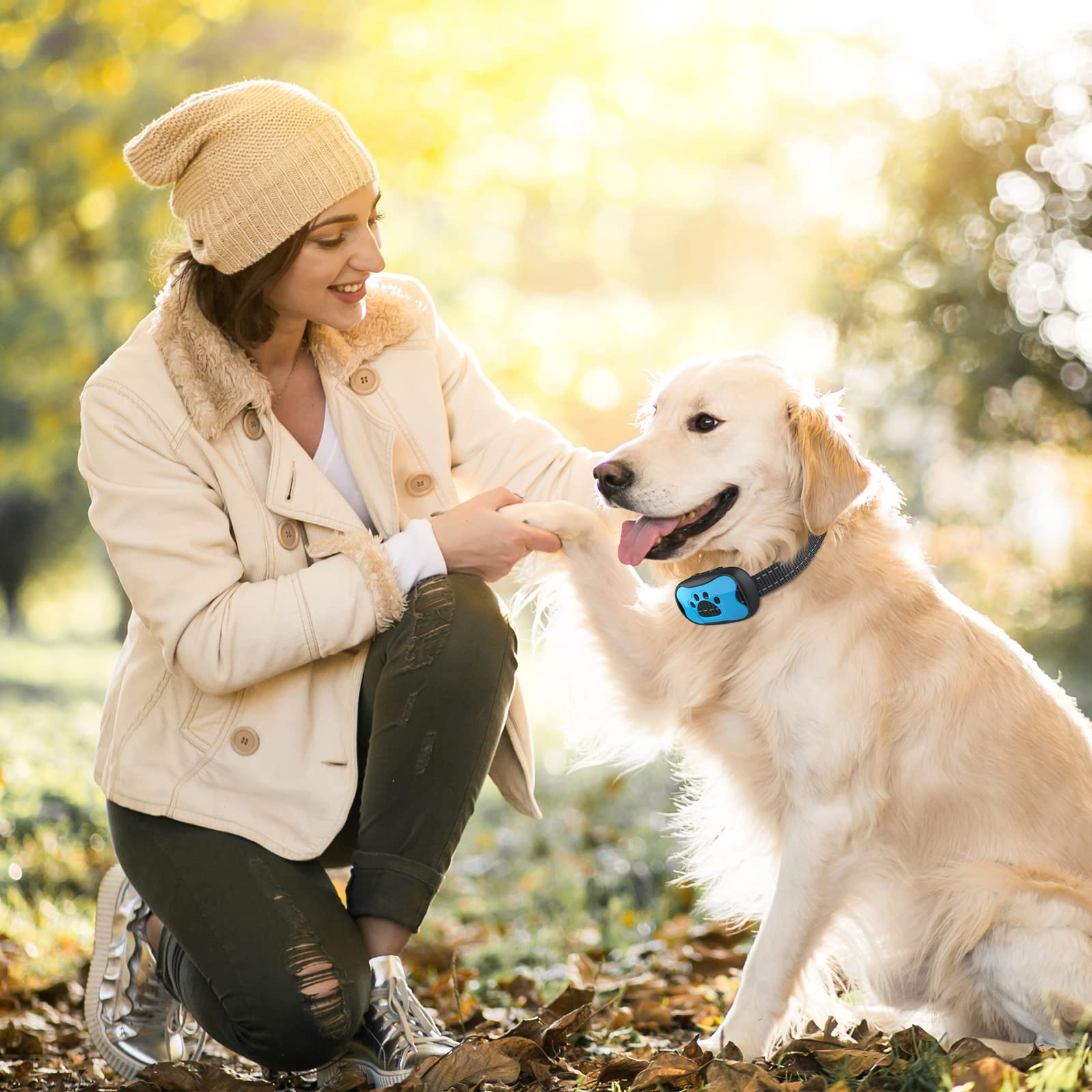 MASBRILL Collare Antiabbaio, Collare Antiabbaio Ricaricabile per Cani di Piccola Media Grande Taglia, Dispositivo Antiabbaio con Suono e Vibrazione 7 Livelli di Sensibilità - Blu