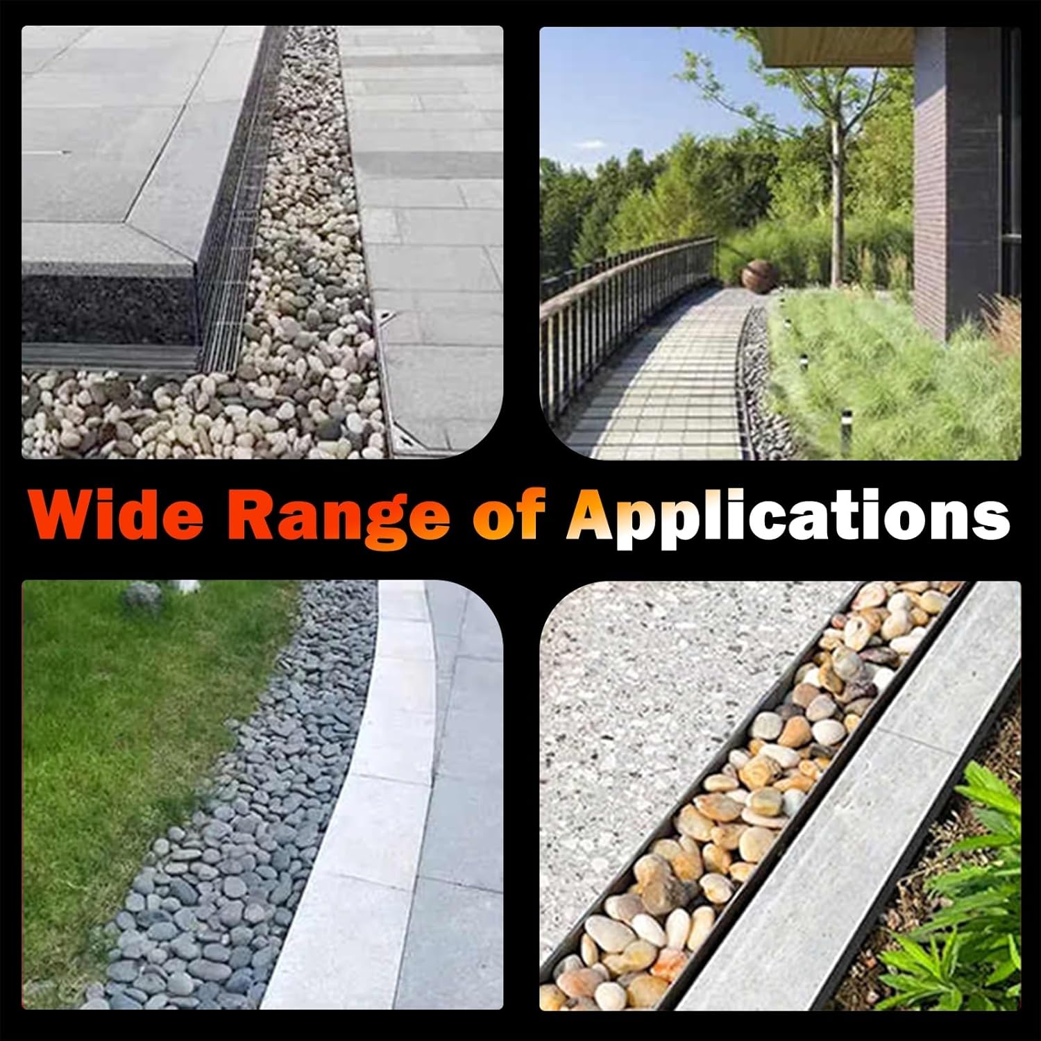 LZMZMQ Shallow Pool Yard Drain Systems Sewer, Concealed Paving Patio Drainage Trough for Concrete, Mini Office Buildings Porch Garage Gazebo Linear Drain for Landscaping(Gold,2pcs-10x6.5cm/3.9x2.6)