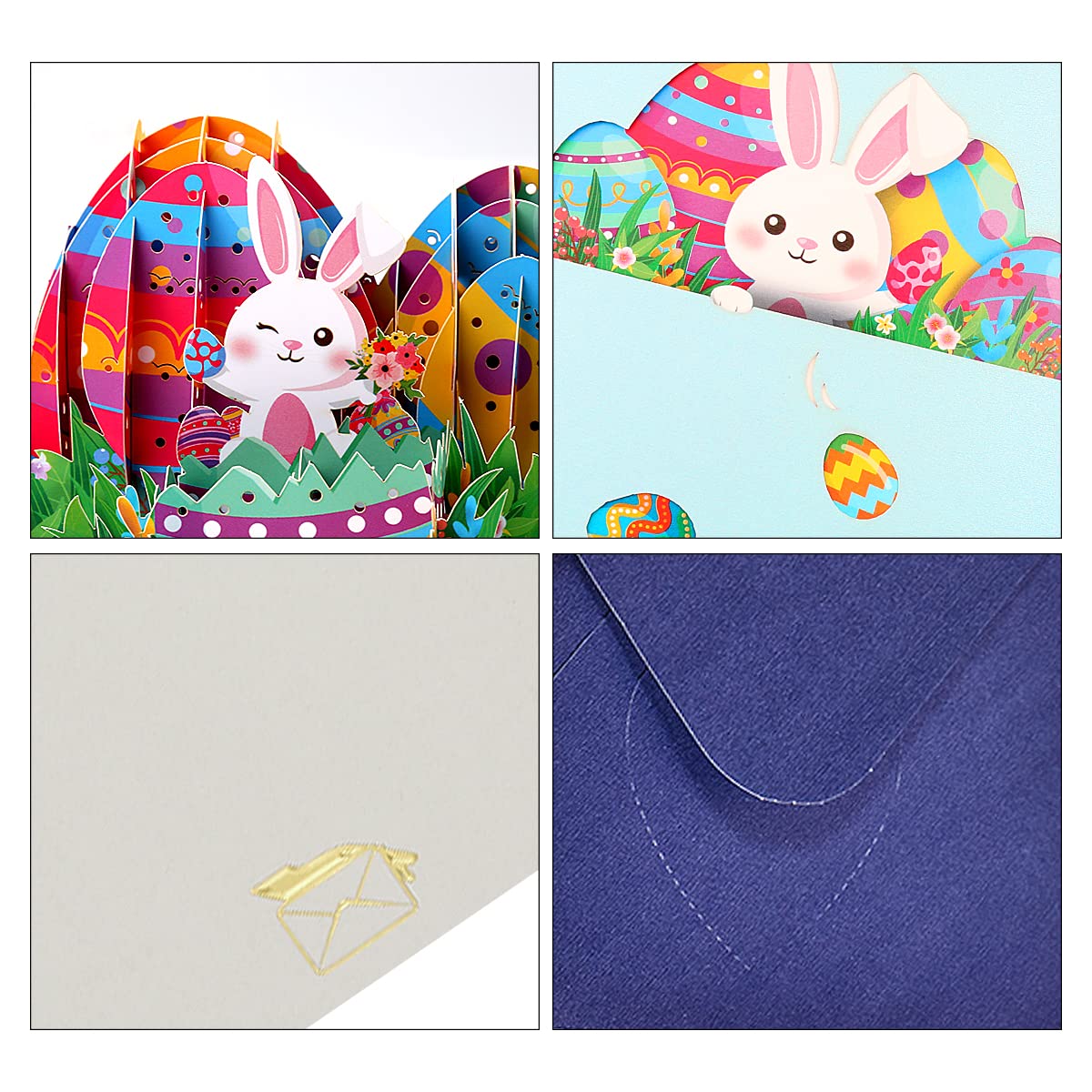 Jagowa Easter Pop-up Card - Creative 3D Paper Carved Rabbit Greeting and Blessing Card for Kids (Bunny & Egg) - Image 4