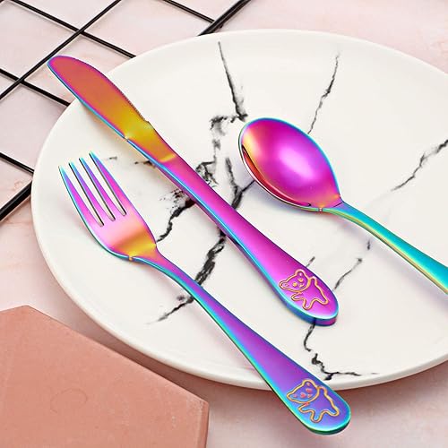 Miniatura 5 de Boao Juego de cubiertos de acero inoxidable de 6 piezas, incluye 2 cuchillos, 2 tenedores, 2 cucharas para el hogar