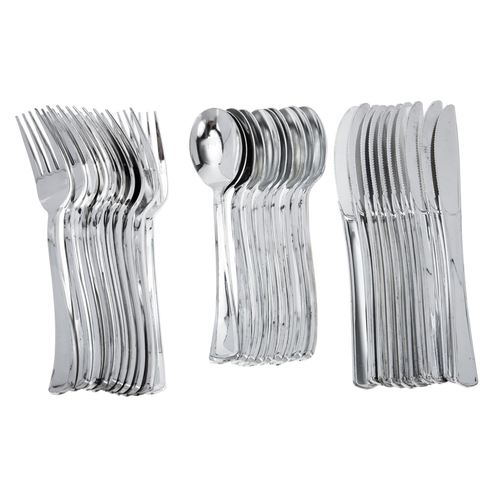 FOMIYES 10 Sets Plastic Electroplating Silverware Set Forks Spoons Knives Dinner Cutlery
