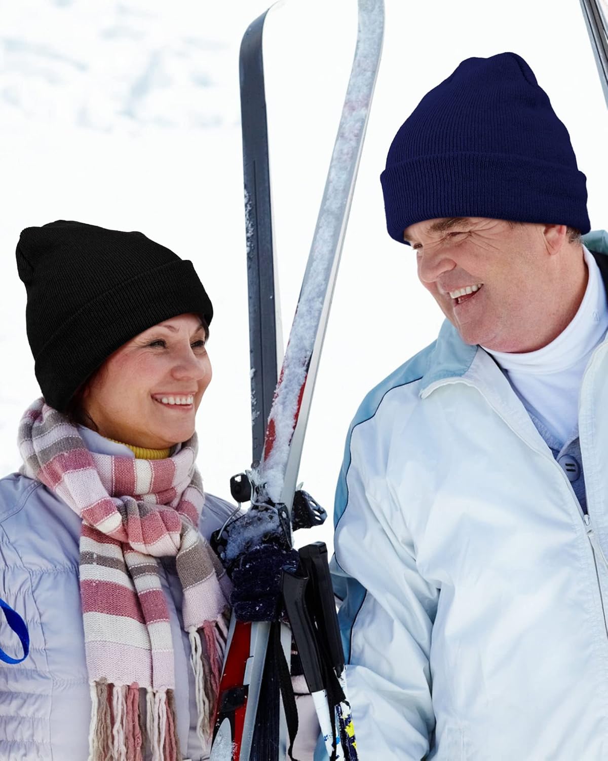 Jecery 50 Pack Winter Beanies Hats Bulk for Homeless Unisex Cold Weather Stretch Caps Warm Knitted Cuffed Hats for Women Men - Image 6