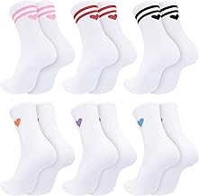 Huiguli 6 Paires Chaussettes de Sport Femme, Chaussettes Sport Coeur Chaussettes Respirantes Femme pour Tennis Athletic Running Randonnée Marche