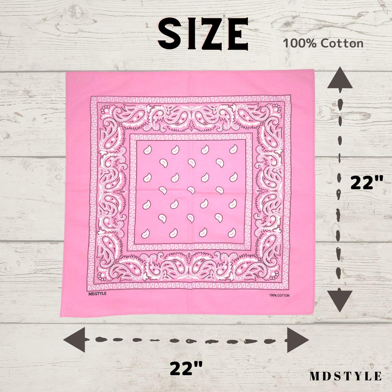 MDSTYLE 6 bandanas 100% algodón de 22 x 22 pulgadas para hombres y mujeres, pañuelo de cachemira, diadema, bufanda