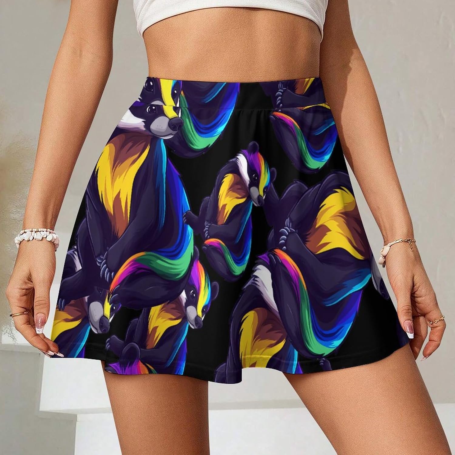Colorful Badger Women Tennis Skirt Print Golf Skirts Mini Casual Workout Skorts
