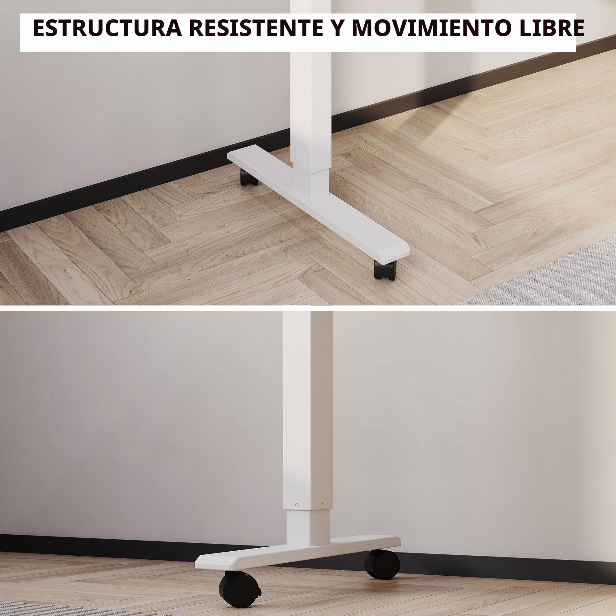 SANODESK Escritorio Elevable Eléctrico, Motor Silencioso, Mesa Standing Desk Ajustable 75-120cm con 4 Ruedas, Memoria de Posición - para Oficina y Hogar