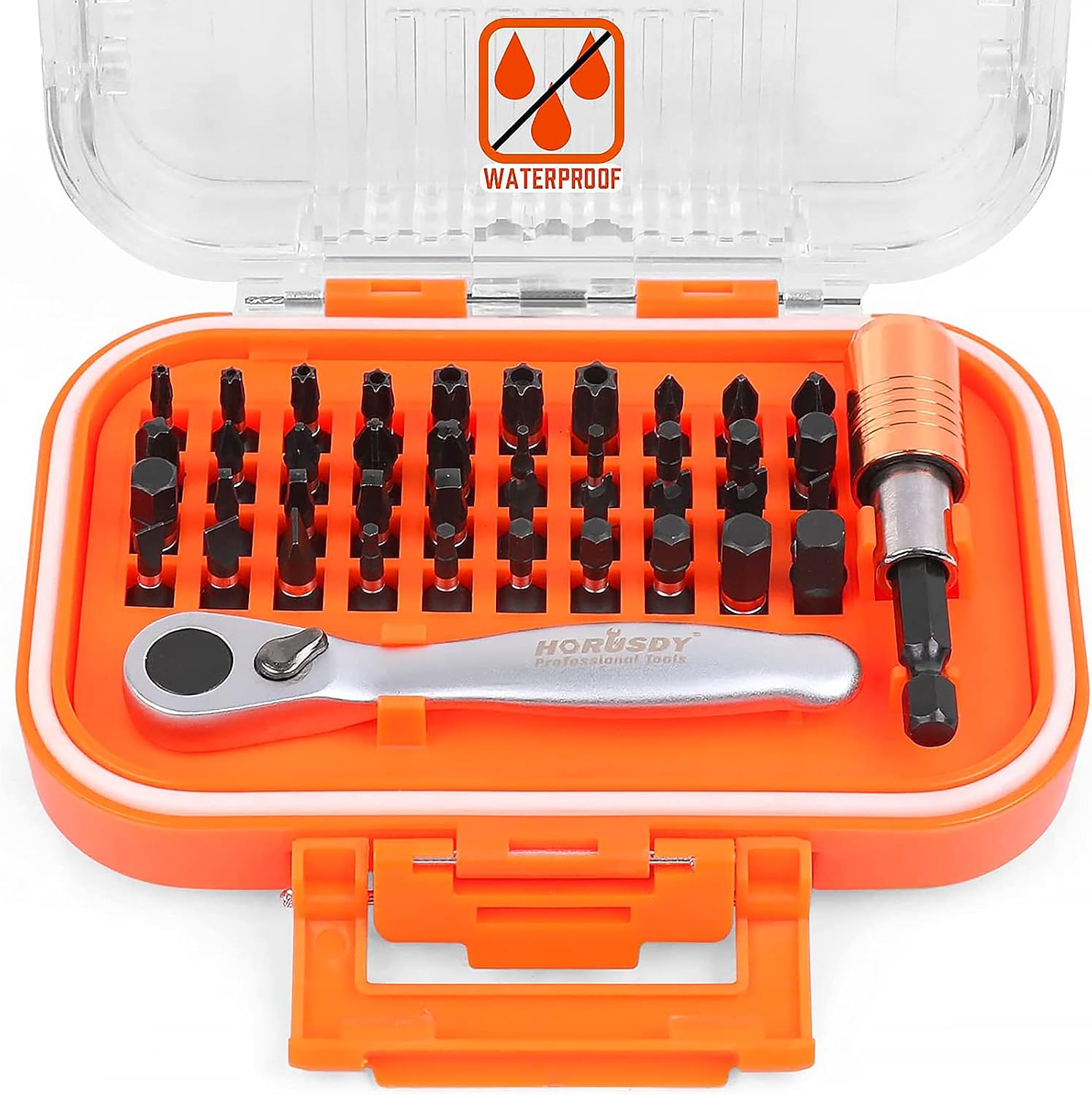 SEDY 42-Pieces Mini Ratchet Screwdriver and Bit Set, Waterproof Case 1/4-Inch Mini Ratchet Screwdriver and S2 Bits Kit with Extension Bit Holder, Pocket Size