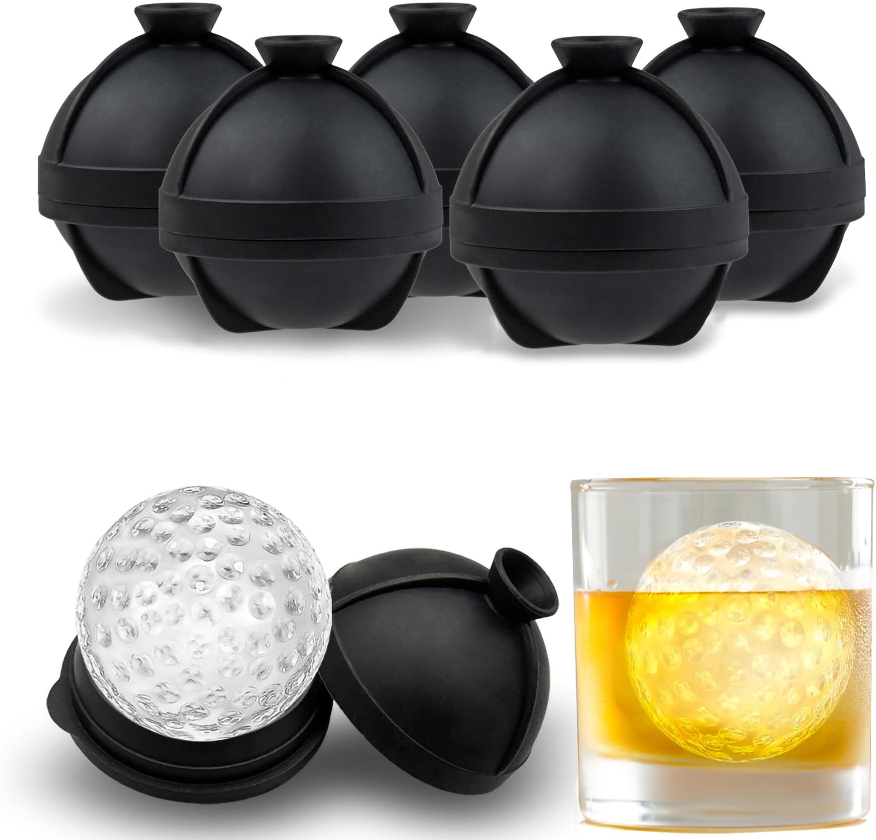 Amazon.com: Bangp Golf Ball Ice Molds Set of 6,Whiskey Round Ice Cube ...