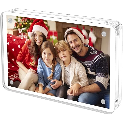 Acrylic Picture Frame with Rounded Corner, Suitable for 5x7 Inch Photo, Magnetic Clear Picture Record Frame 12+12MM Thickness. Clear Double-Sided Acrylic Frame Stand Picture