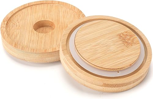 Miniatura 3 de Yaomiao 9 tarros de vidrio herméticos con tapas de bambú, tarros de almacenamiento de alimentos de 16 onzas, recipientes de cocina transparentes de