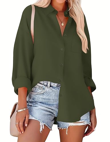 Zeagoo Womens Button Down Shirts Oversized Long Sleeve Floral Printed