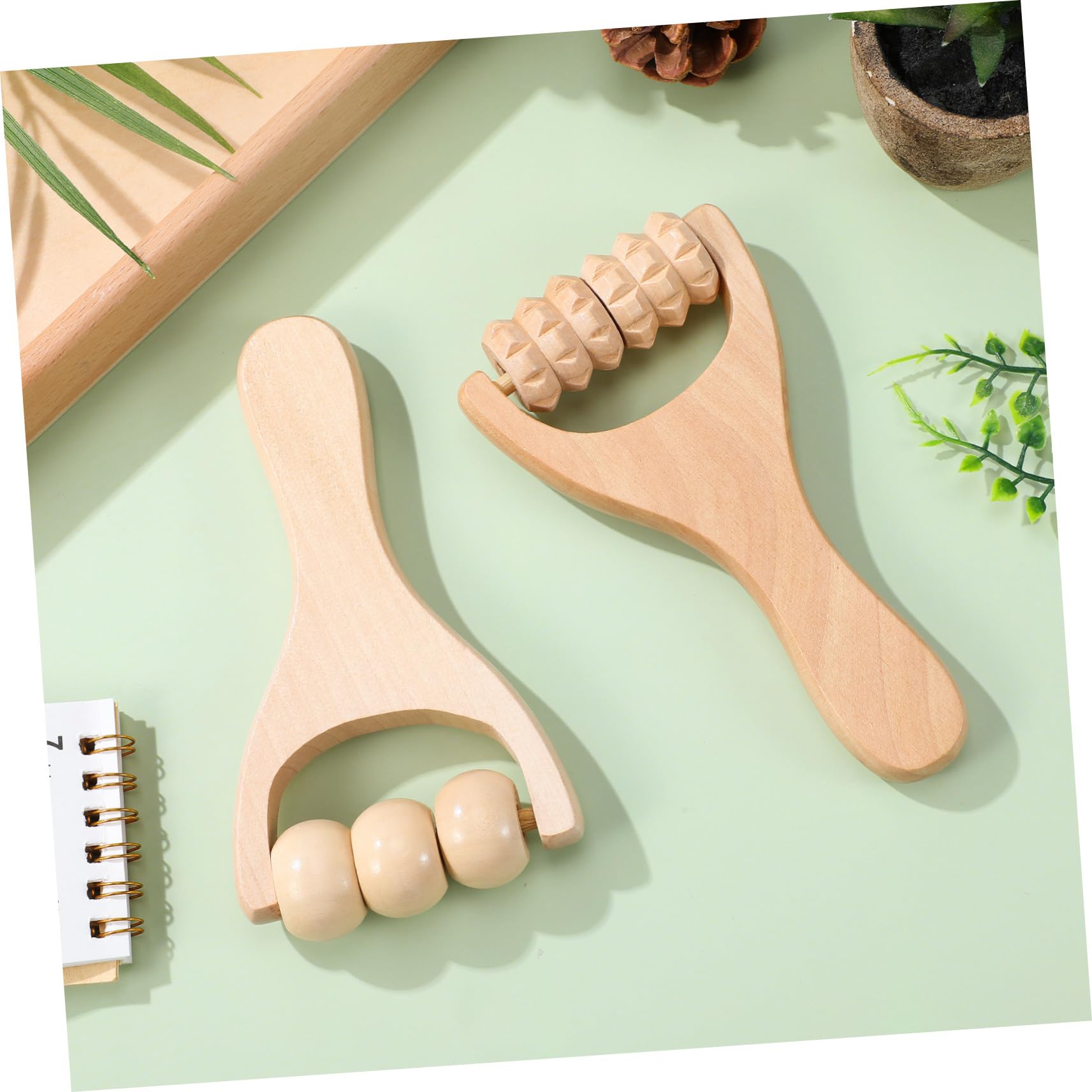 VALICLUD Rodillo de Masaje de Madera para Pies y Brazos 2 Piezas Accesorio para Casa Fácil de Sujetar para Uso Diario y Aliviar Hinchazón
