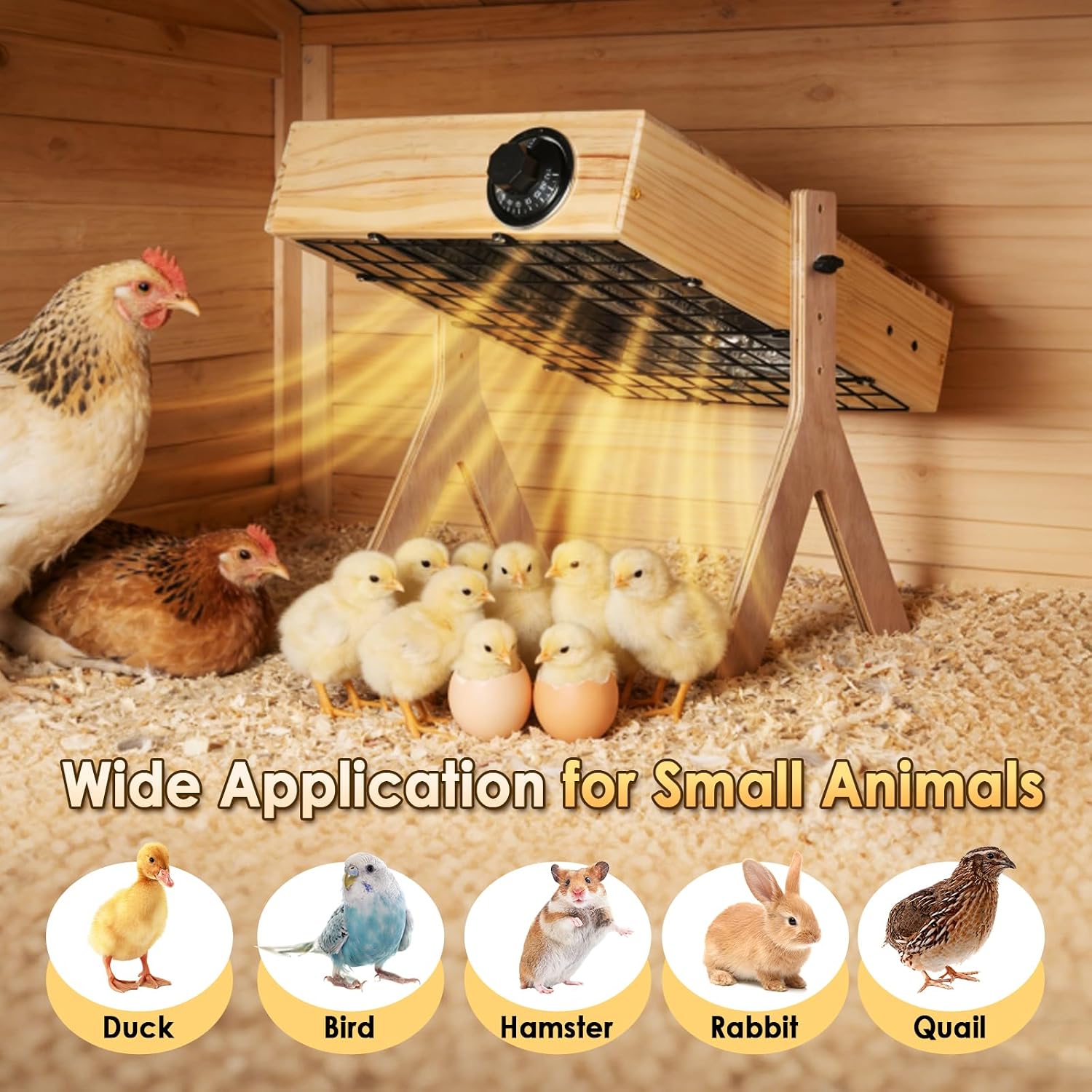 Brooder Plate, Heating Plate for 40 Chicks, Height & Angle Adjustable, 15.5" x 11.5" Large Capacity, Adjustable Temp(86~176℉), 360W, Ideal for Coop & Brooder Box