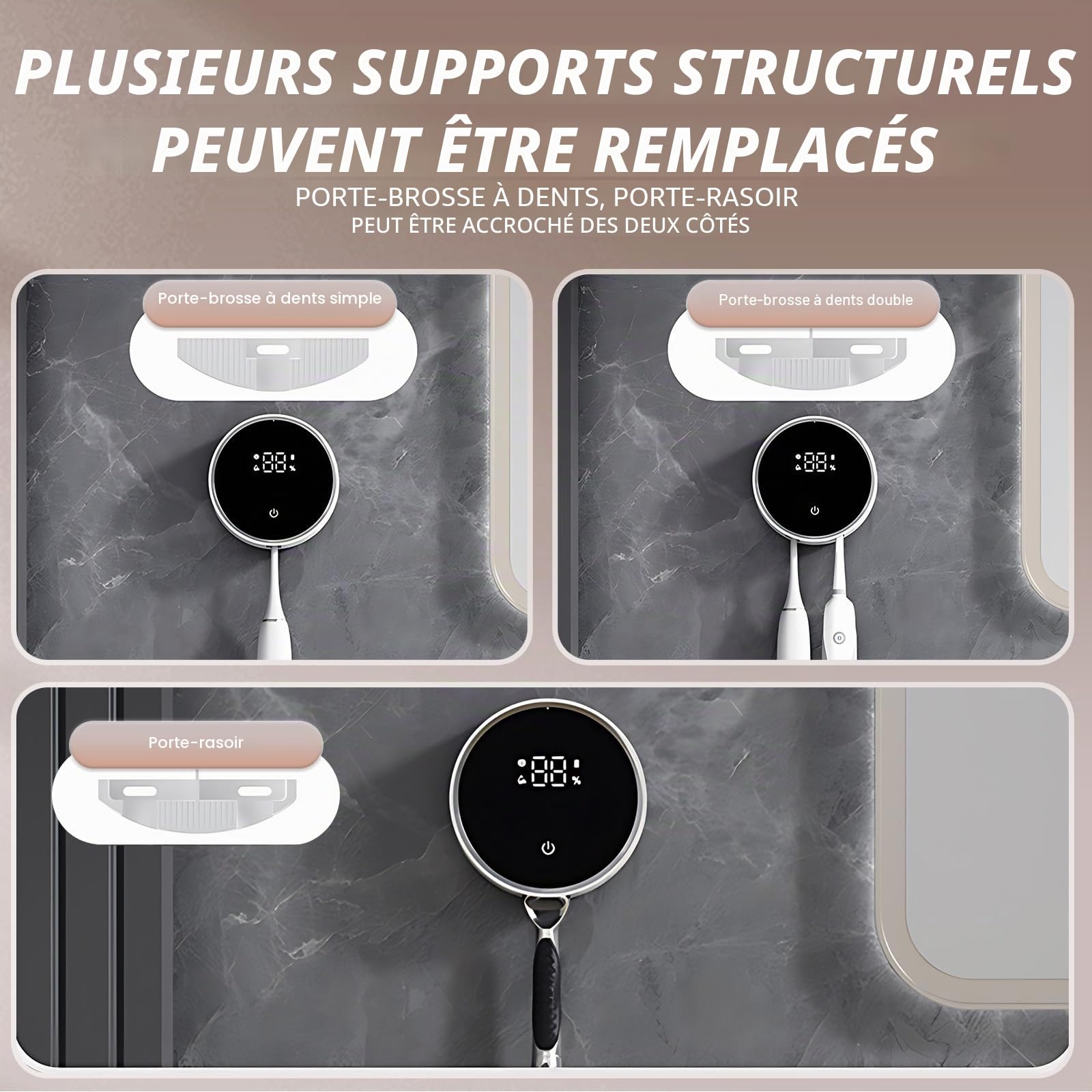 Roadtime StéRilisateur De Brosse à Dents Intelligent UV, Portable Automatique Séchage Rapide Rechargeable Support Mural avec pour Brosse à Dents et Rasoirs, avec pour Salle de Bain,Voyage,Vacances