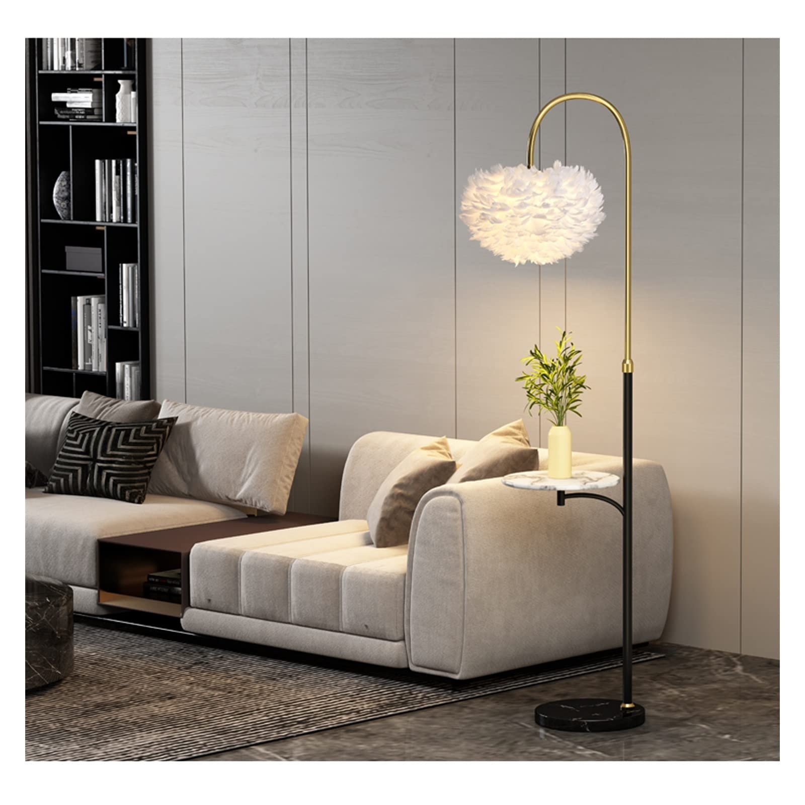 Lampa podłogowa z piórkiem do salonu (bez źródła światła) Dekoracyjny
