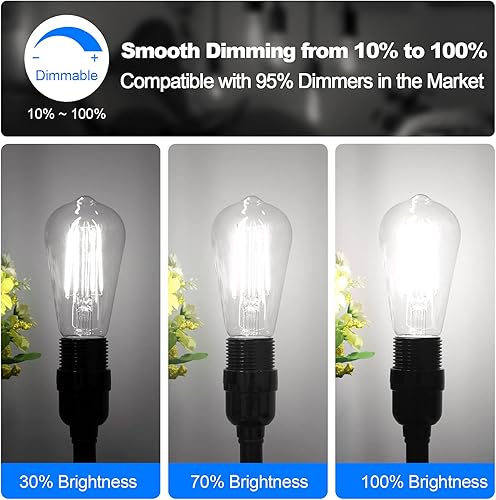 Miniatura 3 de Bombillas LED Edison vintage equivalentes a 60 W, regulables, 7 W, ST58, bombillas de filamento LED blanco neutro 4000 K, iluminación de estilo