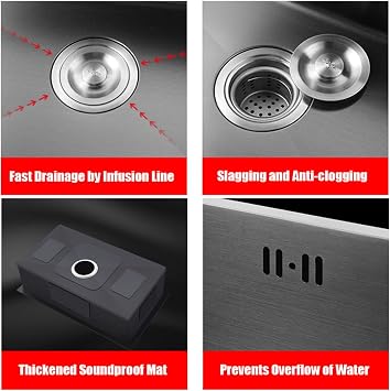 SaryEdge Pull Down Kitchen Soap Dispenser Stainless Steel 3 Hole Design Nano Home Dishwasher Sink Accessory Grey Black 50x45x20cm