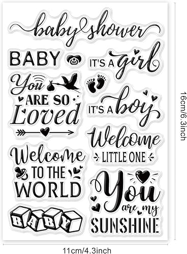 Miniatura 6 de GLOBLELAND Sellos transparentes de texto para recién nacidos, bendiciones, palabras, decoración, sellos de silicona transparente para bricolaje,