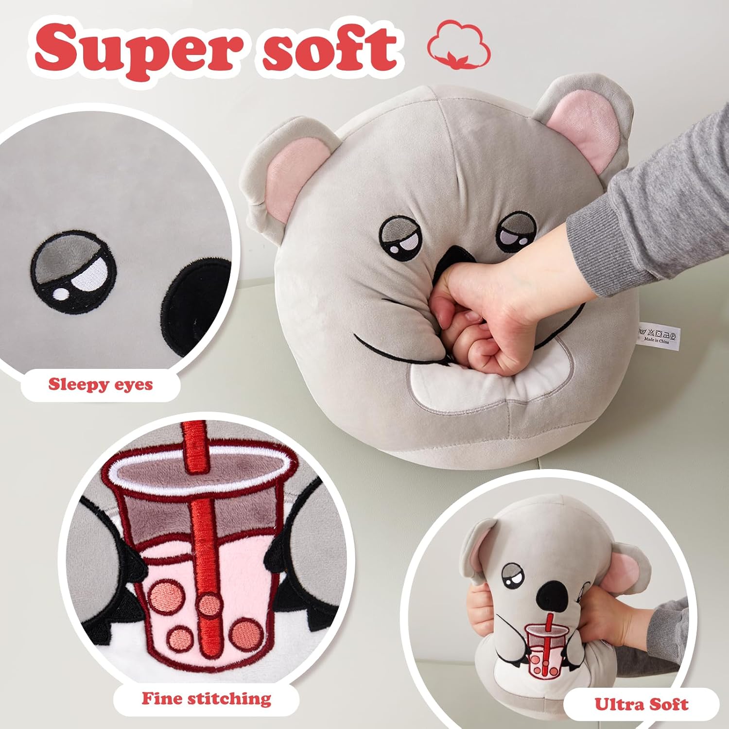 12" Koala Plush Stuffed Animals Plushie Original Sleepy Boba Koala Squishy Pillow Holiday Birthday Gift for Kids Girls Boys Girlfriends - Image 3