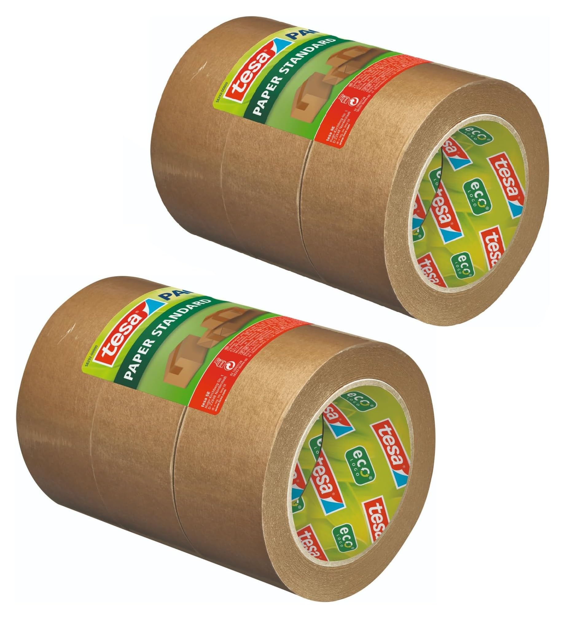 tesa Papier Standard - Umweltschonendes Paketband aus Papier, 56% biobasiertes Material - Effizient und recyclingfreundlich - Braun - 3x 50 m x 50 mm (Doppelpack, 3x 50m x 50mm)