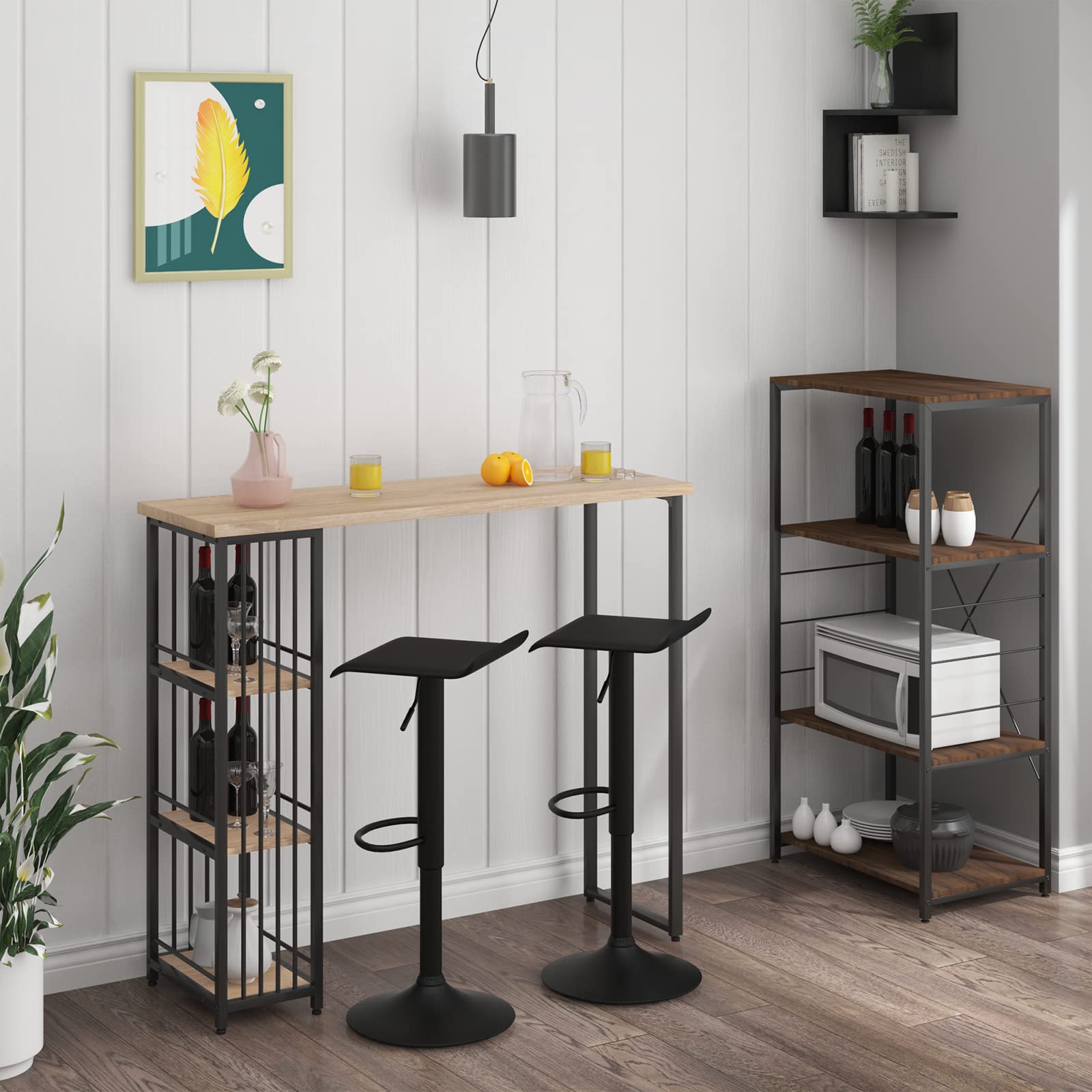 WOLTU Bartisch Bistrotisch Stehtisch mit Metallrahmen für Bar Küche 60x100x60 cm