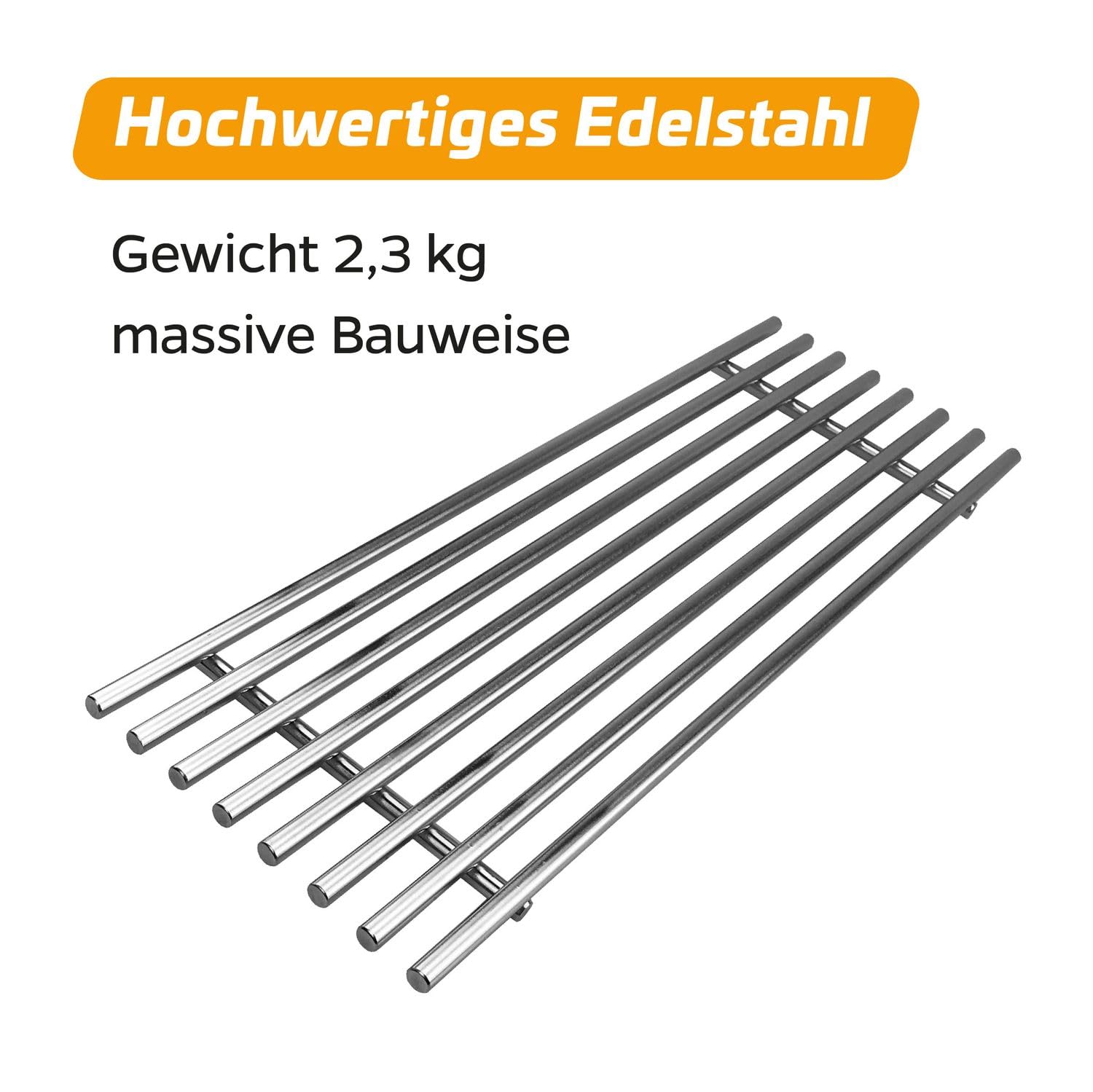 Grillfürst Edelstahl Grillrost für Broil King Imperial und Broil King Regal - pflegeleichtes Grillgitter mit 9 mm starken Streben, Ersatz Grillrost im Format 48,7 x 15,5 cm