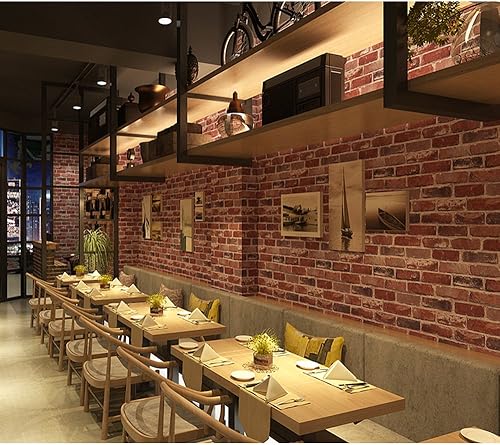 Miniatura 9 de Papel tapiz de ladrillo rojo para despegar y pegar, realista, con textura envejecida, piedra de roca, autoadhesivo, papel de contacto en relieve,